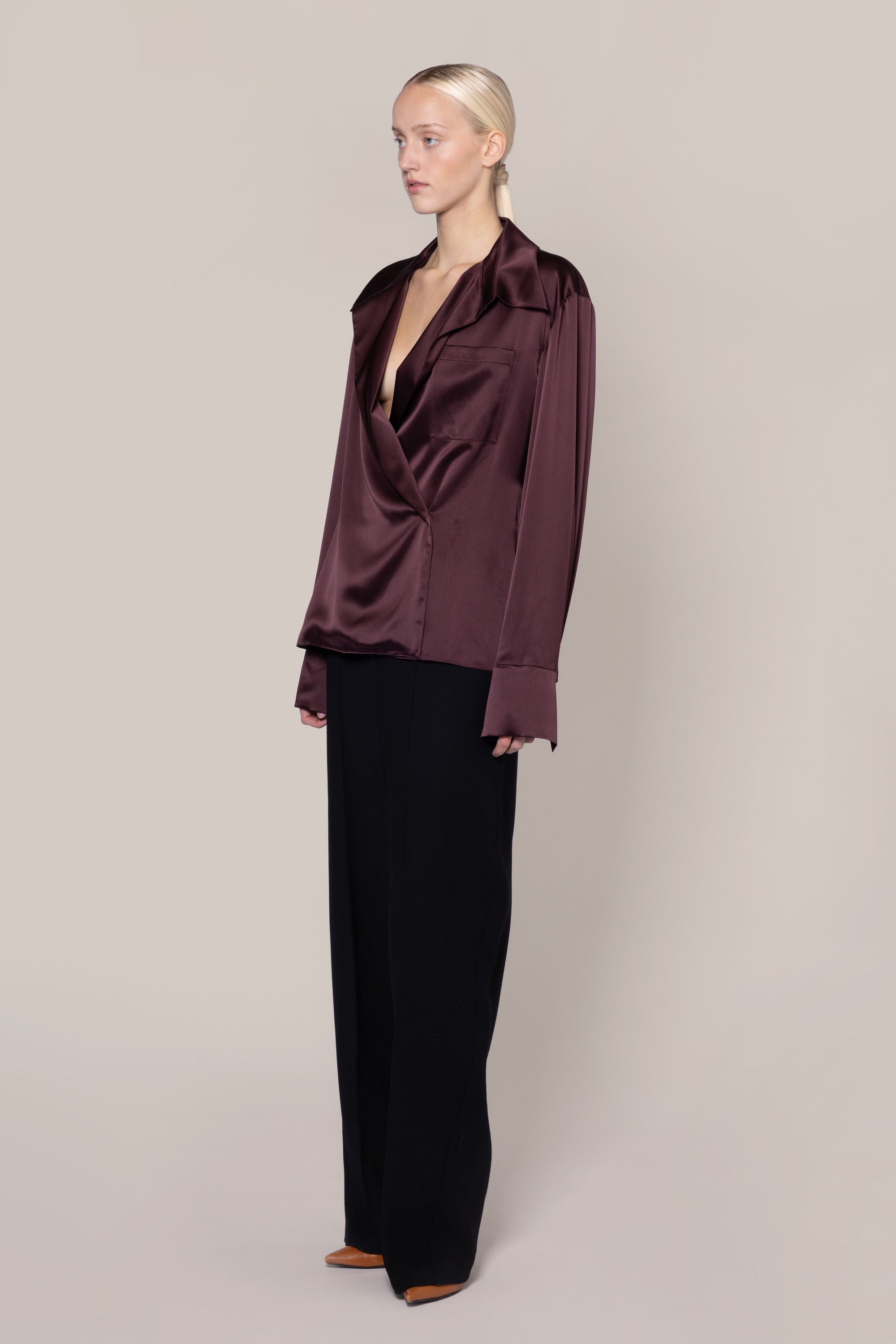 OLENNA Chocolate Silk Top