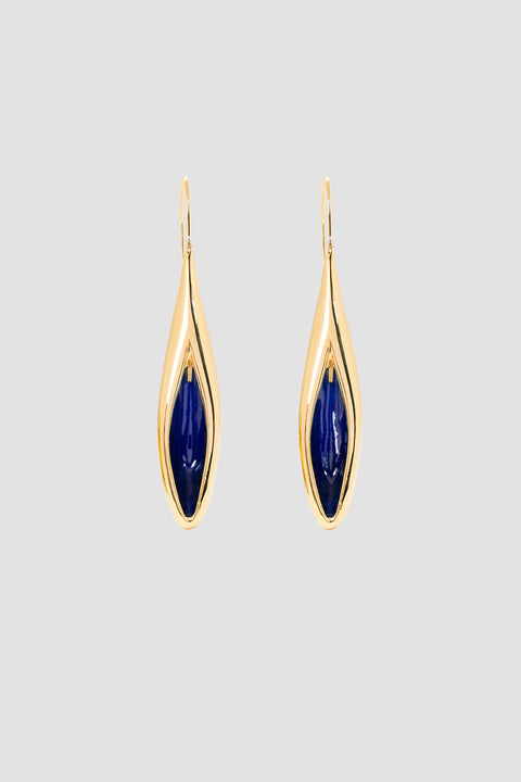 FOSSA EARRINGS XL WITH BLUE ENAMEL