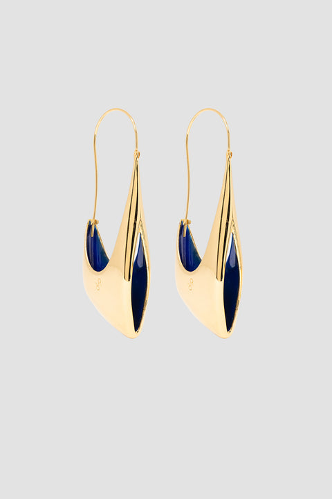 FOSSA EARRINGS XL WITH BLUE ENAMEL