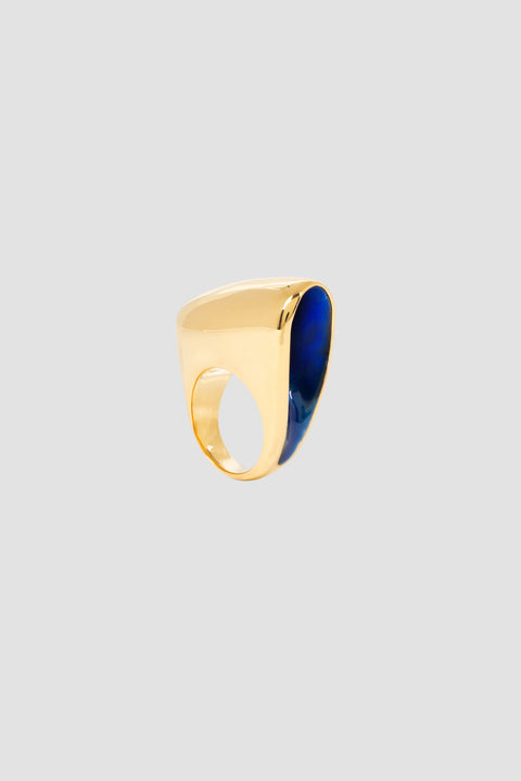 FOSSA RING WITH BLUE ENAMEL