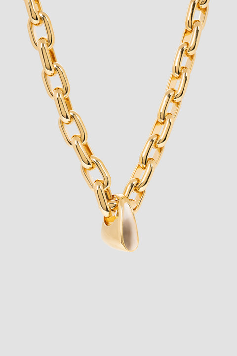 FOSSA GOLD CHAIN NECKLACE WITH CREAM ENAMEL