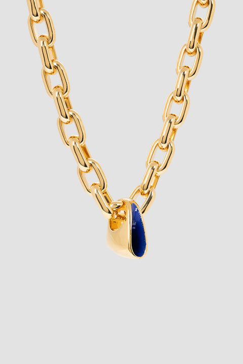 FOSSA GOLD CHAIN NECKLACE WITH BLUE ENAMEL