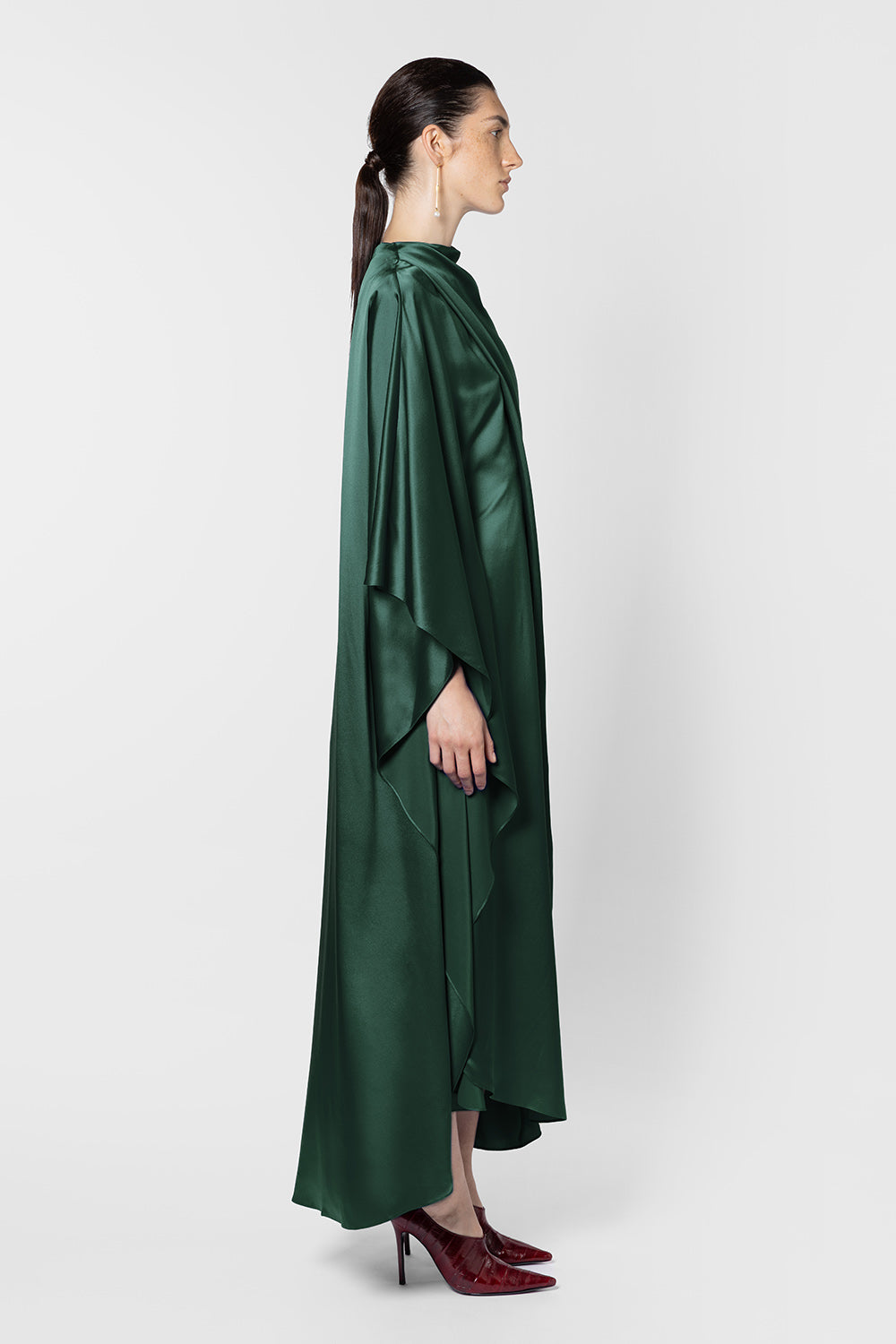 roksanda green dress Deena Draped Crepe Gown