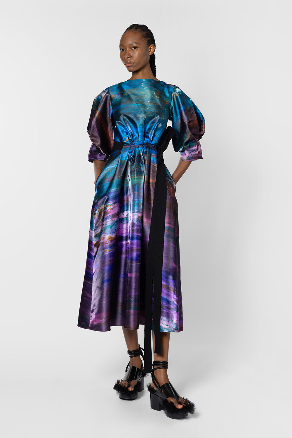 【ROKSANDA】 PINK×NAVYノースリーブ TRAPEZE DRESS Designer Womenswear and Luxury Fashion Clothing | ROKSANDA