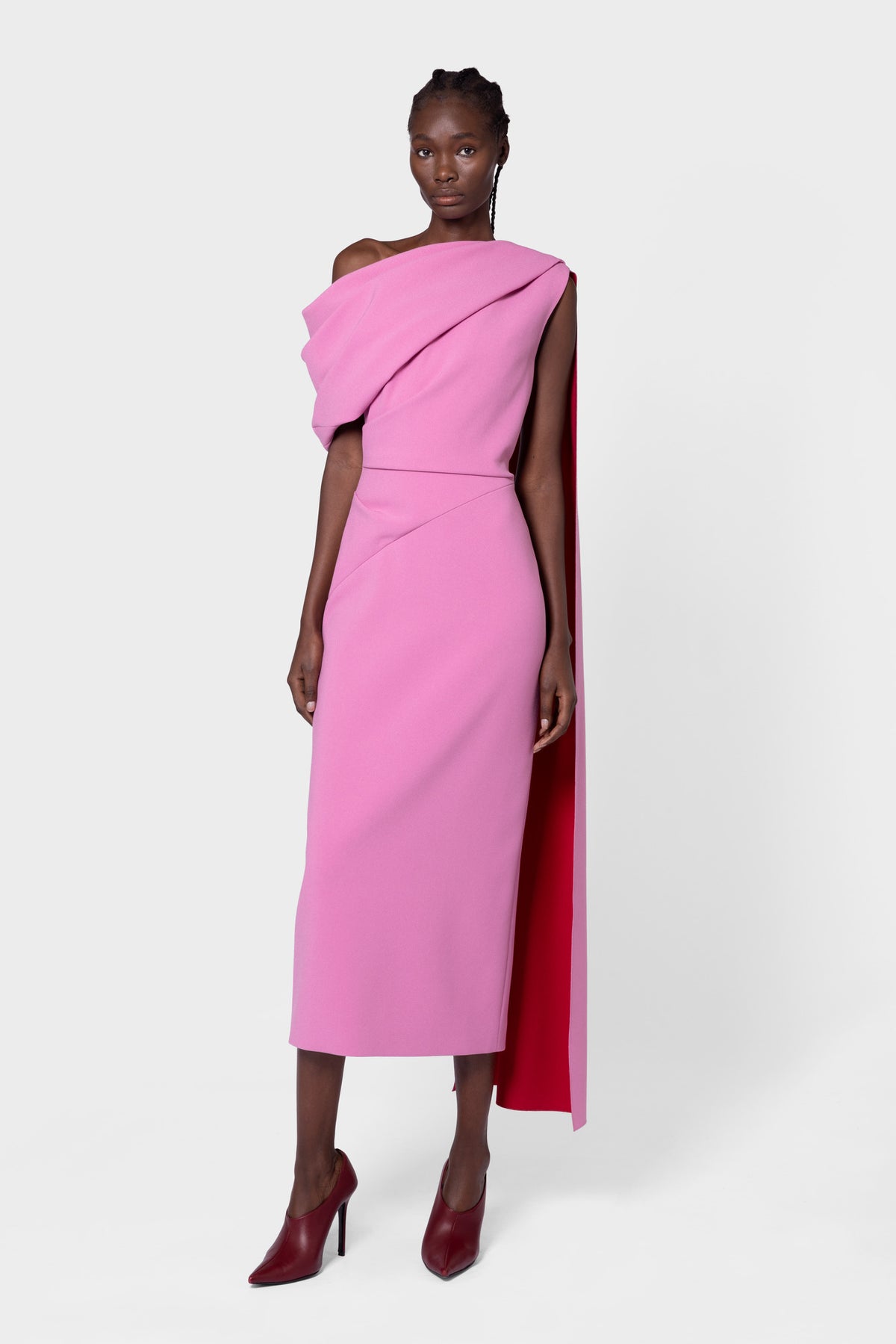 roksanda dress Designer Midi in Pink | Maite | Model Wears Size:Youth Large Color lace-emb Shoreline Shift Dress Sewing