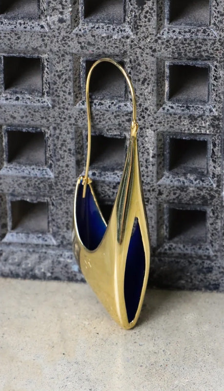 FOSSA EARRINGS XL WITH BLUE ENAMEL