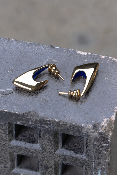 FOSSA MINI EARRING WITH BLUE ENAMEL