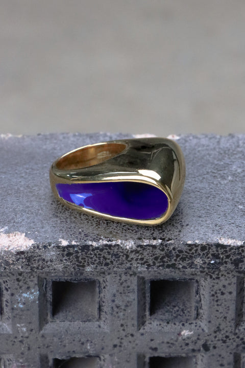 FOSSA RING WITH BLUE ENAMEL