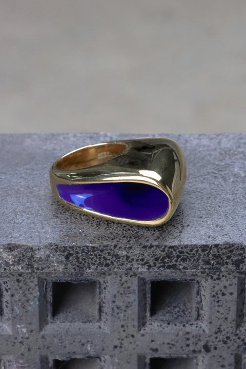 FOSSA RING WITH BLUE ENAMEL