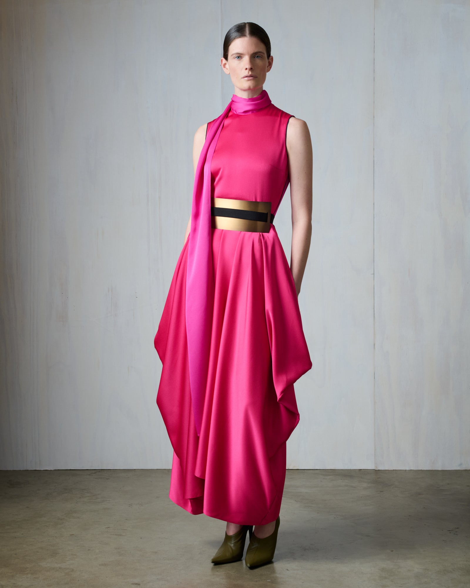 【ROKSANDA】 PINK×NAVYノースリーブ TRAPEZE DRESS Women's Designer Fashion & Luxury Clothing | ROKSANDA